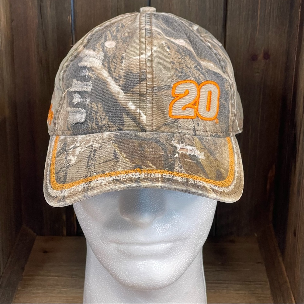 NASCAR Gibbs Racing #20 Tony Stewart Camo Distressed Strapback Hat Cap